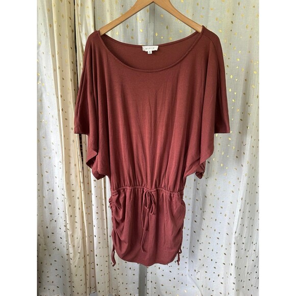 Mable Oversized Dolman Side Ruched Waist Drawstrings Manhattan Knit Dress M - Picture 2 of 8